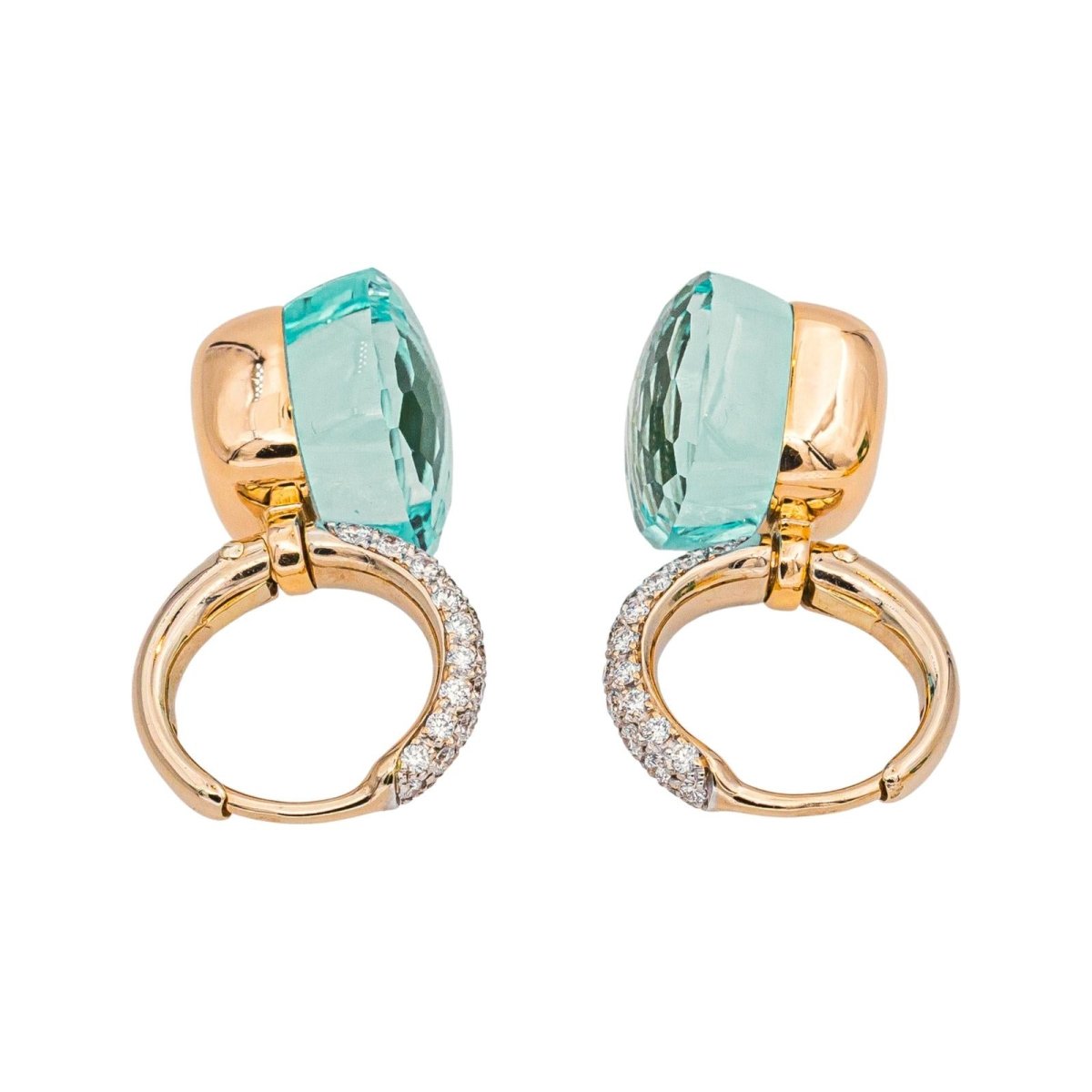 Boucles d'oreilles Dormeuses POMELLATO "Nudo" en or rose, or blanc, topazes et diamants - Castafiore