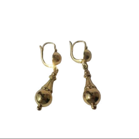 Boucles d’oreilles dormeuses XIXe en or jaune et rose - Castafiore