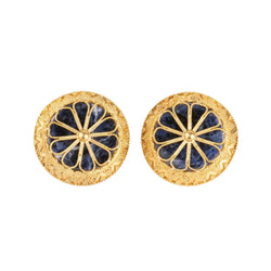Boucles d'oreilles du créateur grec Ilias Lalaounis en or et sodalite - Castafiore