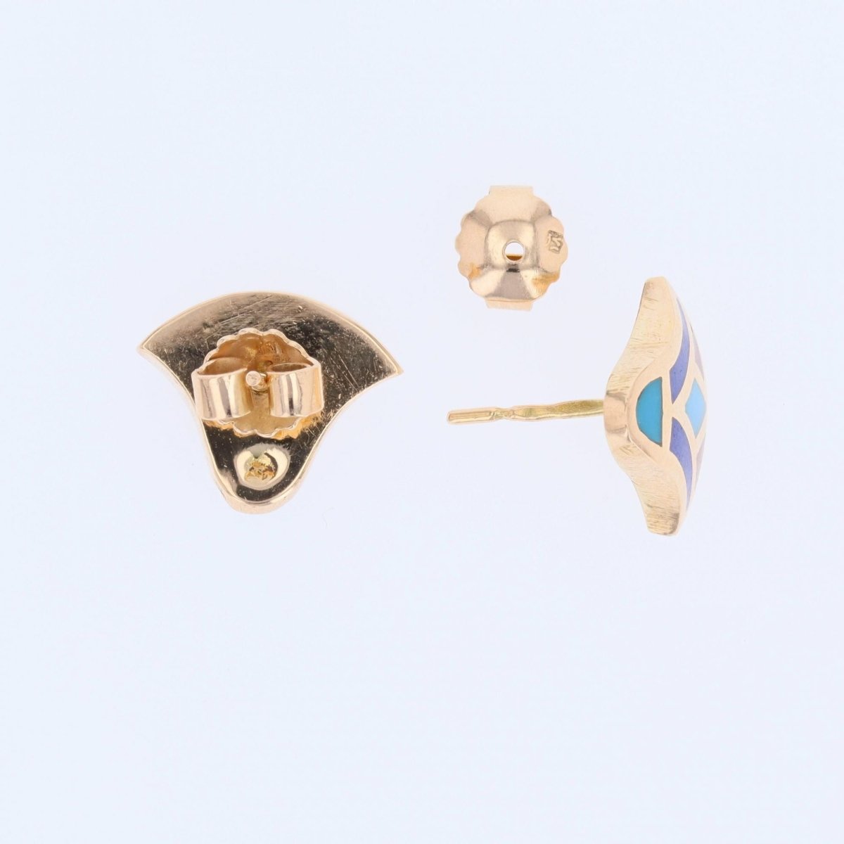 Boucles d'oreilles égyptiennes en or jaune et émail - Castafiore