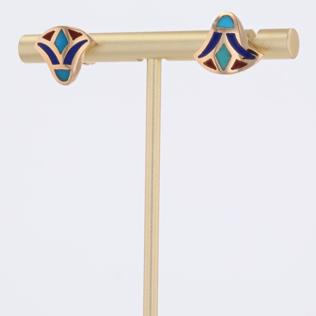 Boucles d'oreilles égyptiennes en or jaune et émail - Castafiore