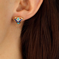 Boucles d'oreilles égyptiennes en or jaune et émail - Castafiore