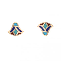 Boucles d'oreilles égyptiennes en or jaune et émail - Castafiore