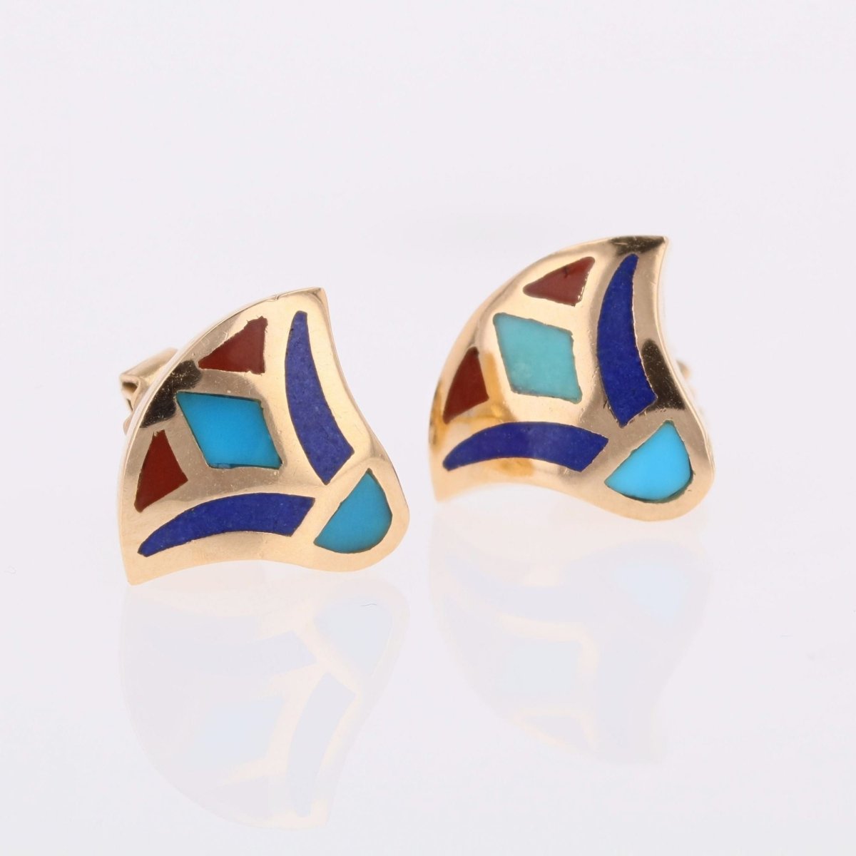 Boucles d'oreilles égyptiennes en or jaune et émail - Castafiore