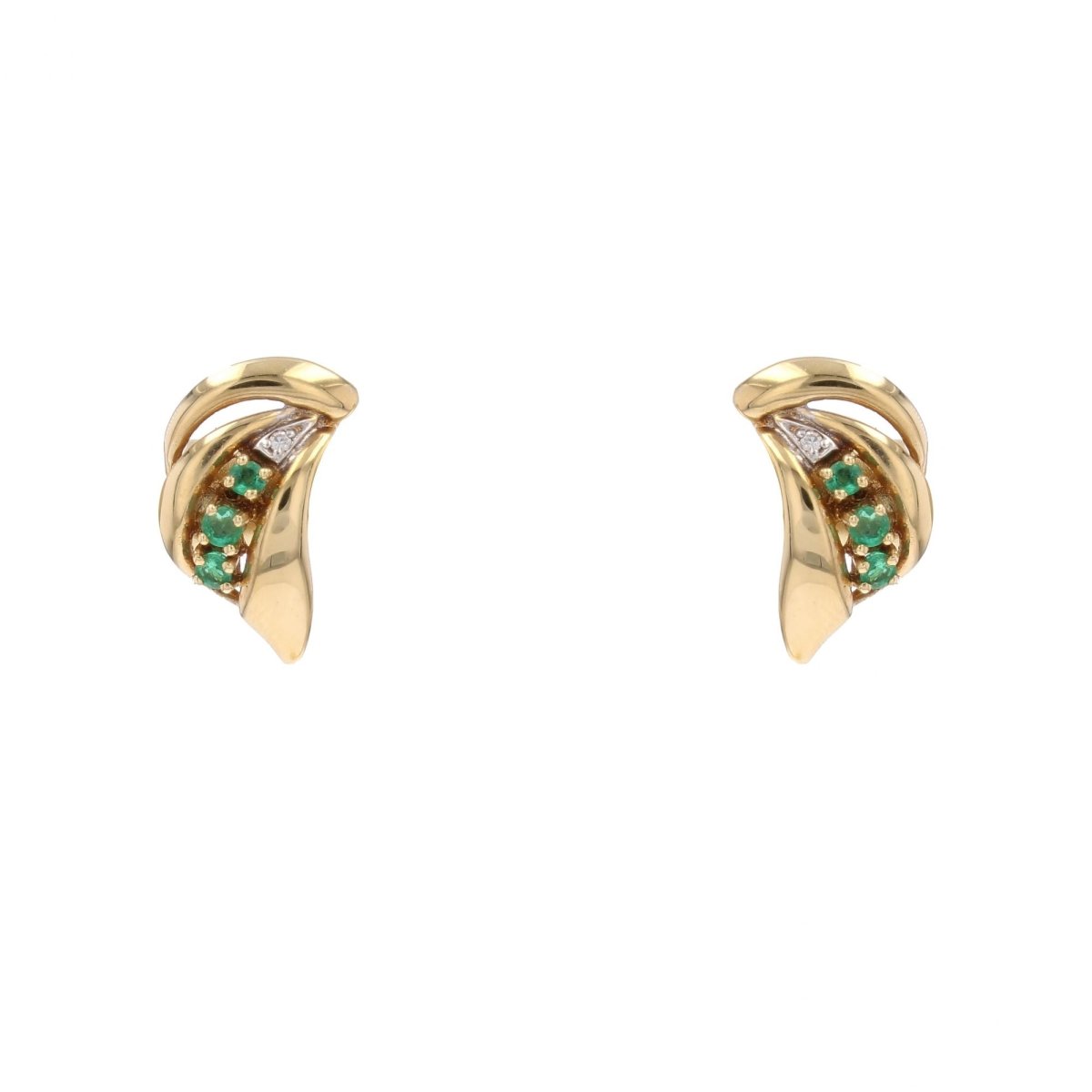 Boucles d'oreilles EMERAUDES Godronné en or jaune - Castafiore