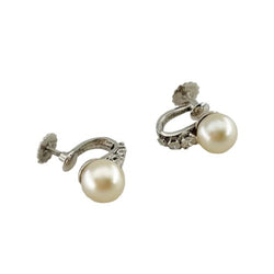 Boucles d'oreilles en argent, perle et diamants - Castafiore