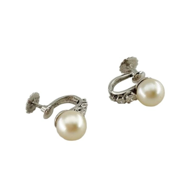 Boucles d'oreilles en argent, perle et diamants - Castafiore