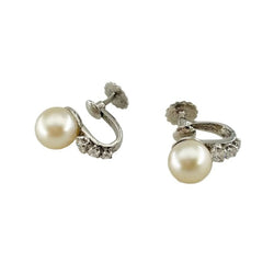 Boucles d'oreilles en argent, perle et diamants - Castafiore