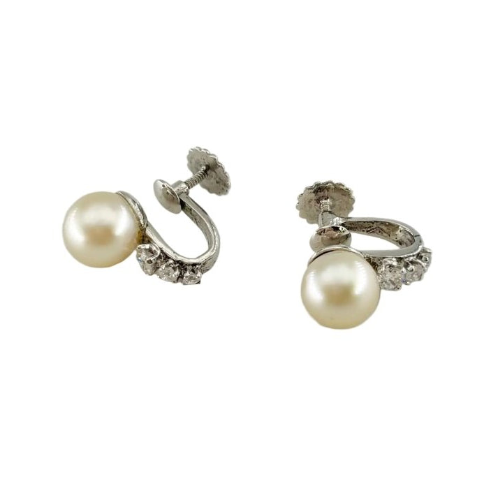 Boucles d'oreilles en argent, perle et diamants - Castafiore