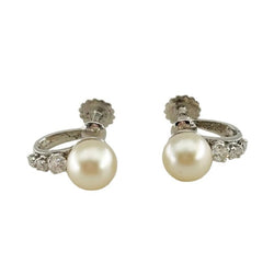 Boucles d'oreilles en argent, perle et diamants - Castafiore
