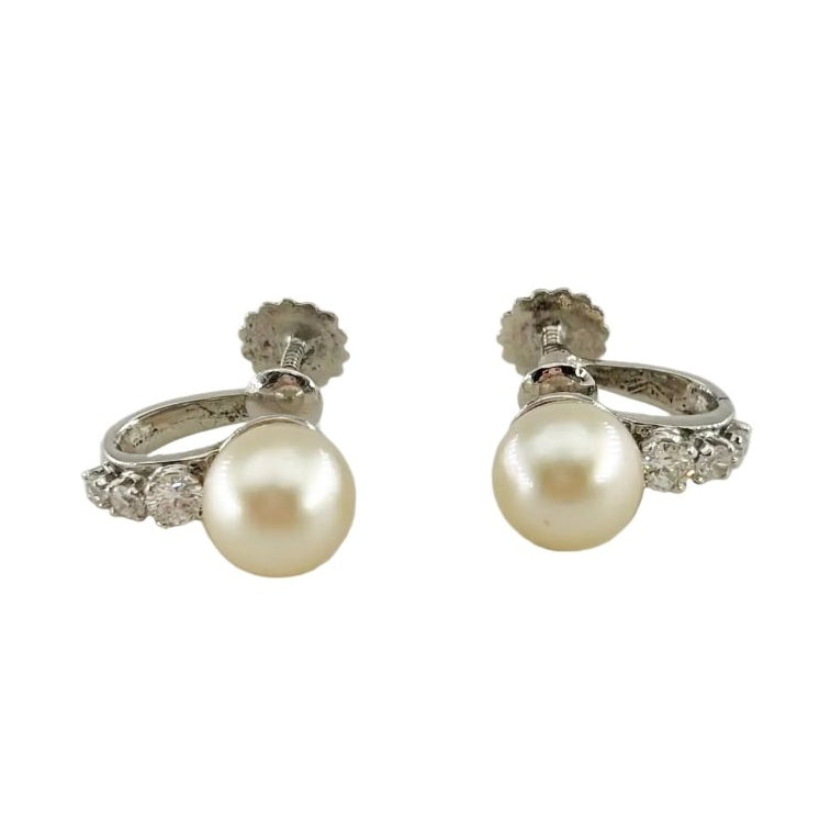 Boucles d'oreilles en argent, perle et diamants - Castafiore