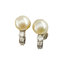 Boucles d'oreilles en argent, perle et diamants - Castafiore