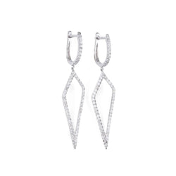 Boucles d'oreilles en gris à formes géométriques ajourées,pavées de diamant - Castafiore