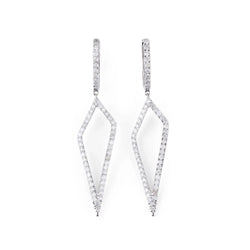 Boucles d'oreilles en gris à formes géométriques ajourées,pavées de diamant - Castafiore