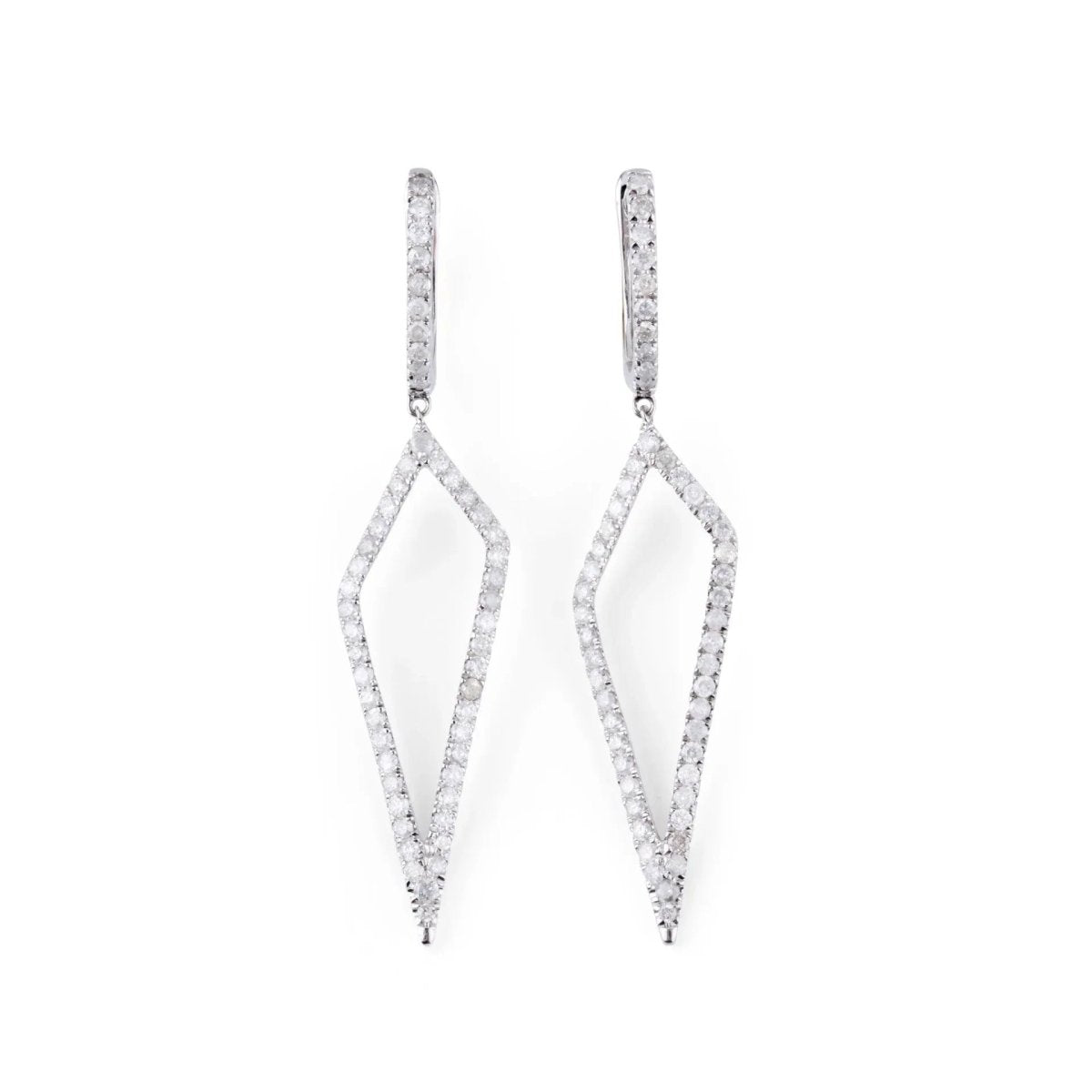Boucles d'oreilles en gris à formes géométriques ajourées,pavées de diamant - Castafiore