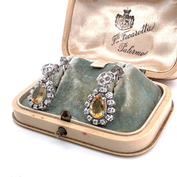 Boucles d'oreilles en or blanc, citrines et diamants - Castafiore