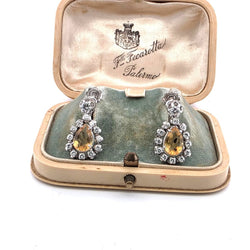 Boucles d'oreilles en or blanc, citrines et diamants - Castafiore