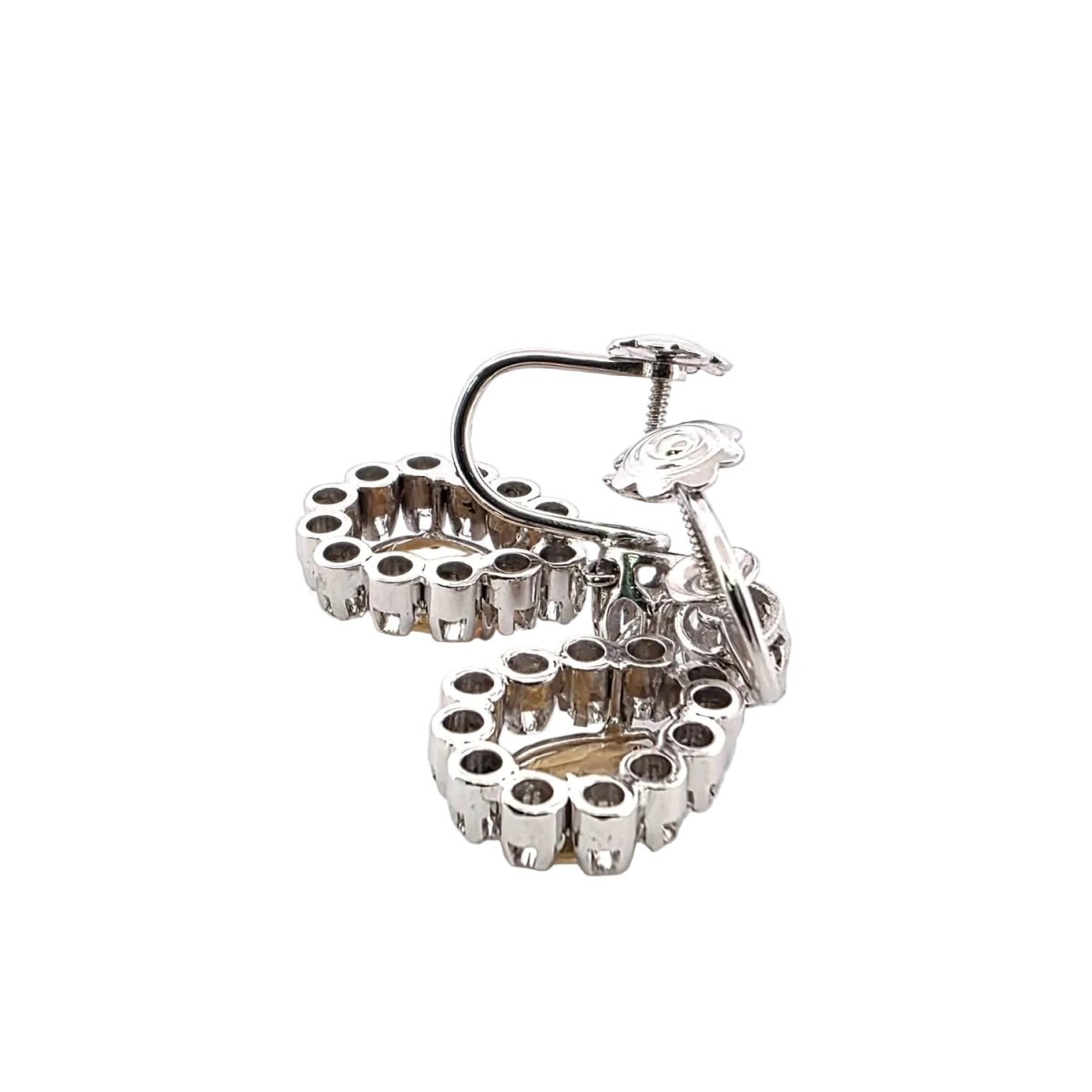 Boucles d'oreilles en or blanc, citrines et diamants - Castafiore