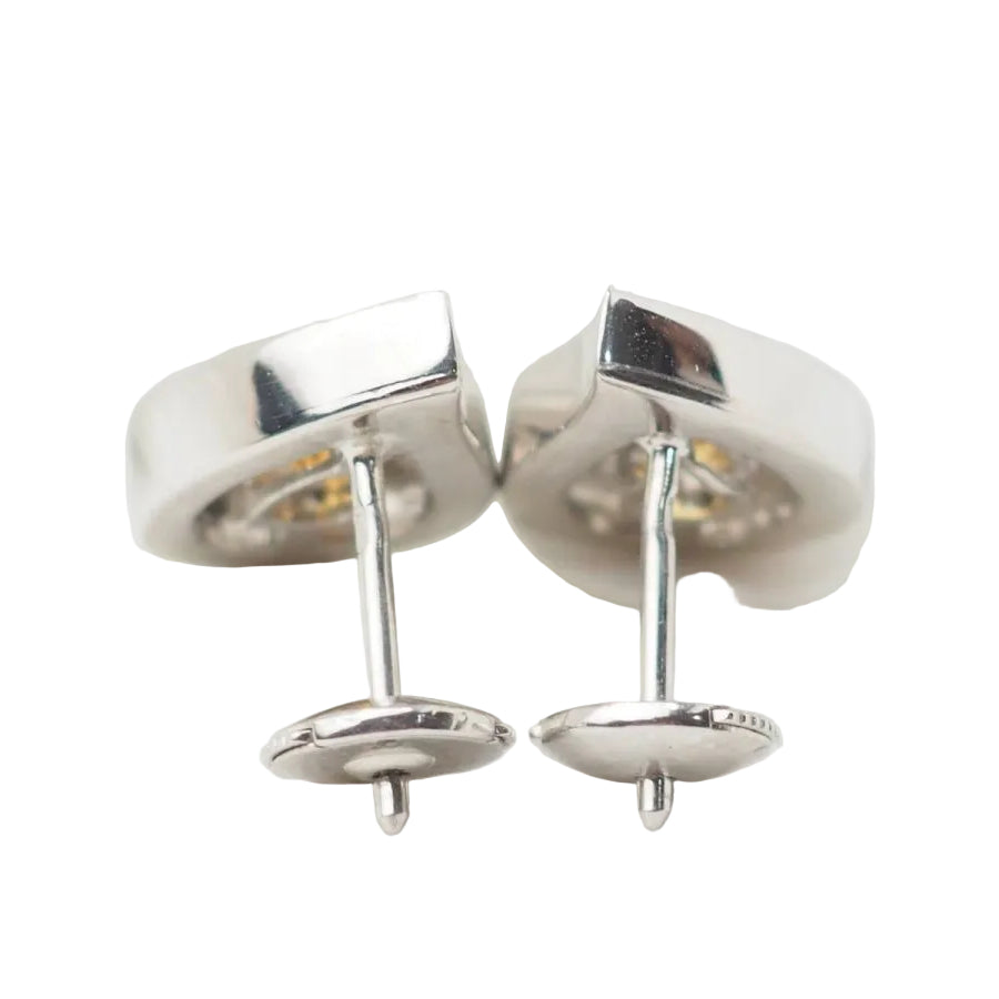 Boucles d'oreilles en or blanc, citrines et diamants - Castafiore