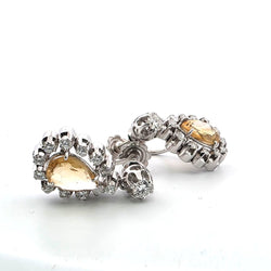 Boucles d'oreilles en or blanc, citrines et diamants - Castafiore