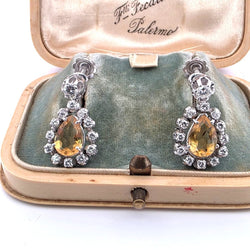 Boucles d'oreilles en or blanc, citrines et diamants - Castafiore