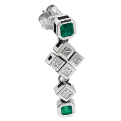 Boucles d'oreilles en or blanc, émeraudes et diamants - Castafiore