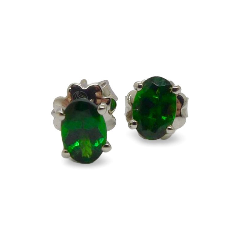 Boucles d'oreilles en or blanc et grenats tsavorites - Castafiore