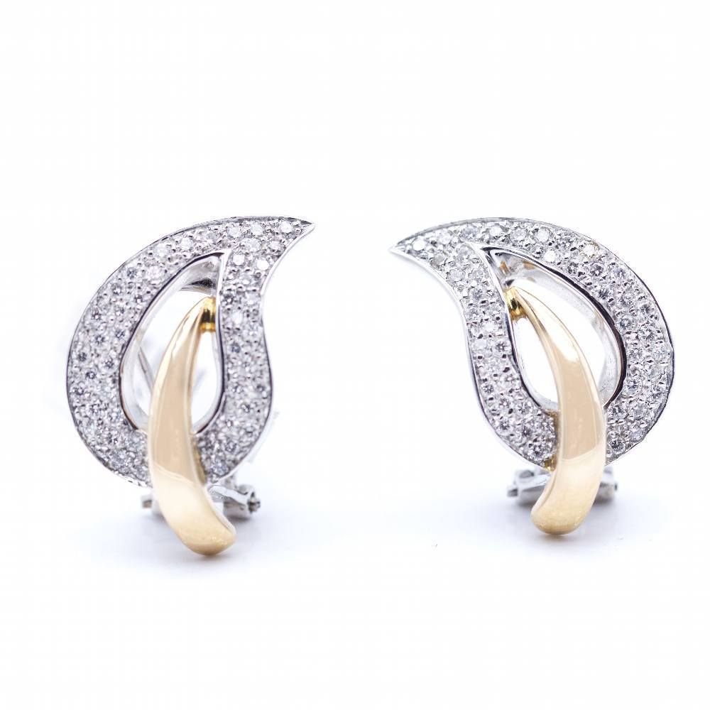 Boucles d'oreilles en or blanc et or rose avec diamants - Castafiore