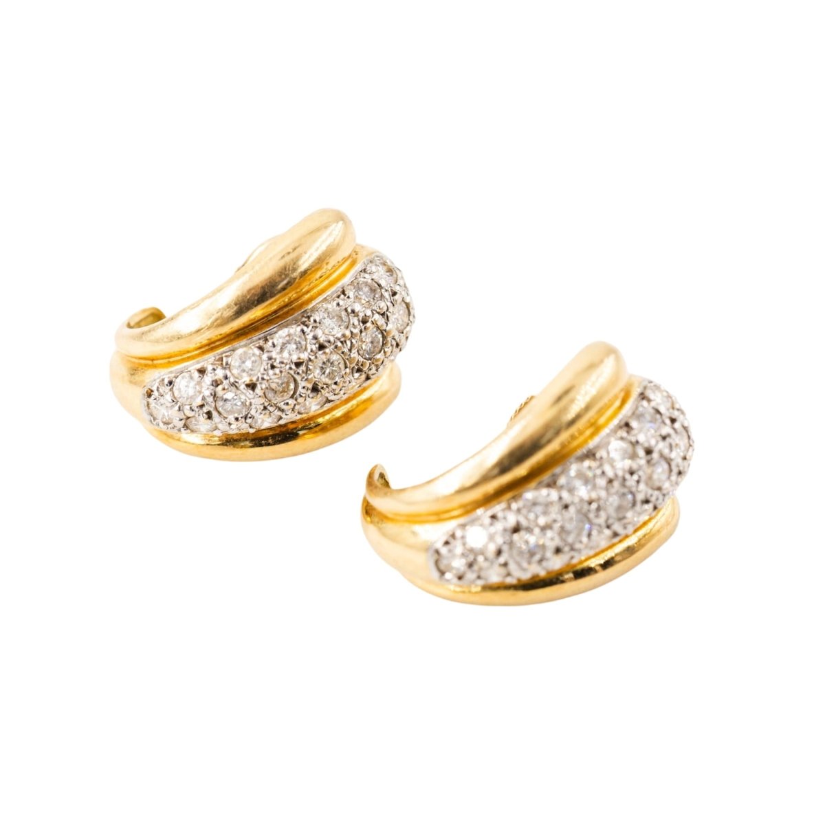 Boucles d'oreilles en or blanc, or jaune et diamants - Castafiore