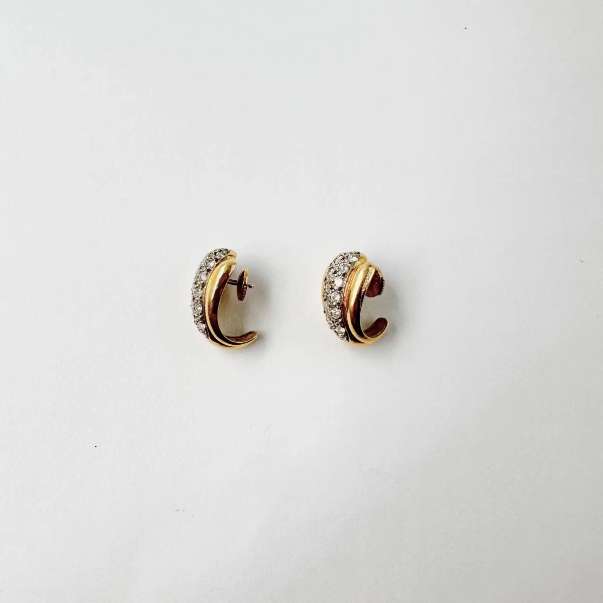 Boucles d'oreilles en or blanc, or jaune et diamants - Castafiore