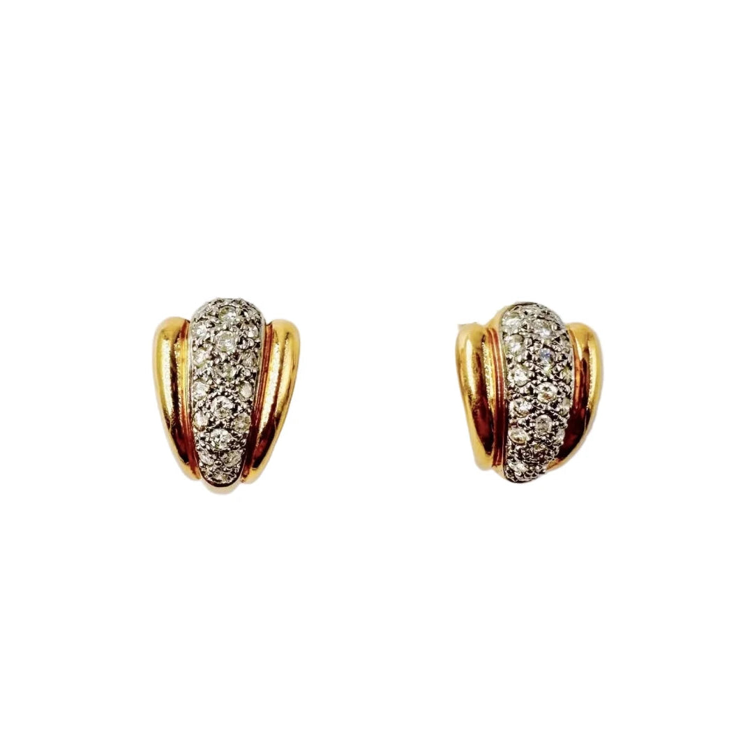 Boucles d'oreilles en or blanc, or jaune et diamants - Castafiore