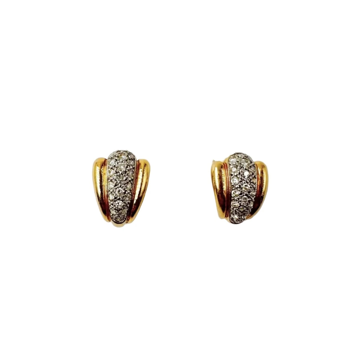 Boucles d'oreilles en or blanc, or jaune et diamants - Castafiore
