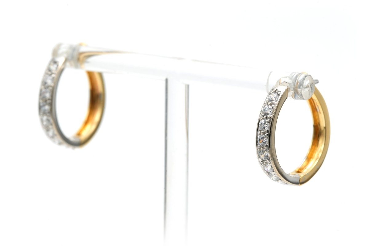Boucles d'oreilles en or blanc, or jaune et diamants - Castafiore