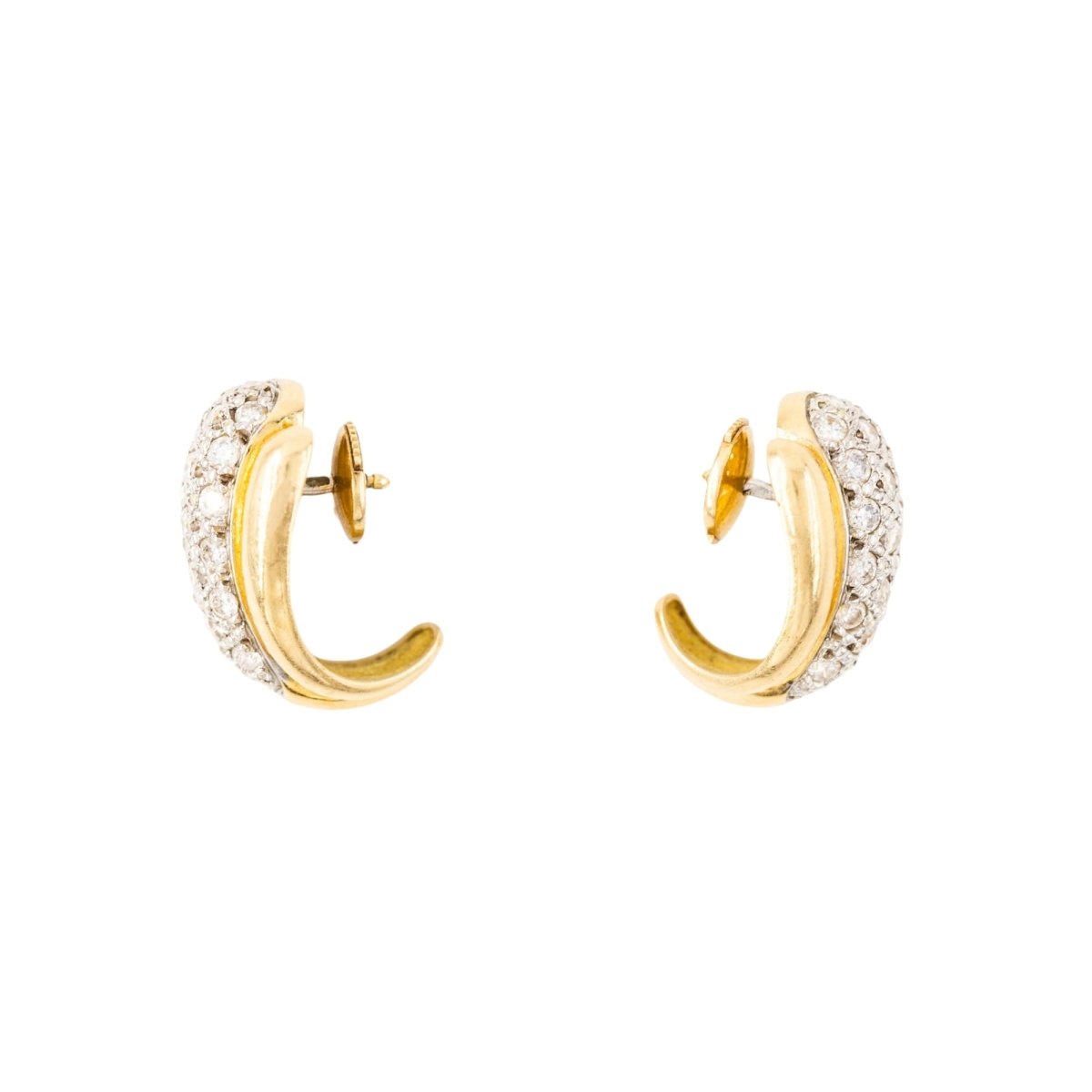 Boucles d'oreilles en or blanc, or jaune et diamants - Castafiore