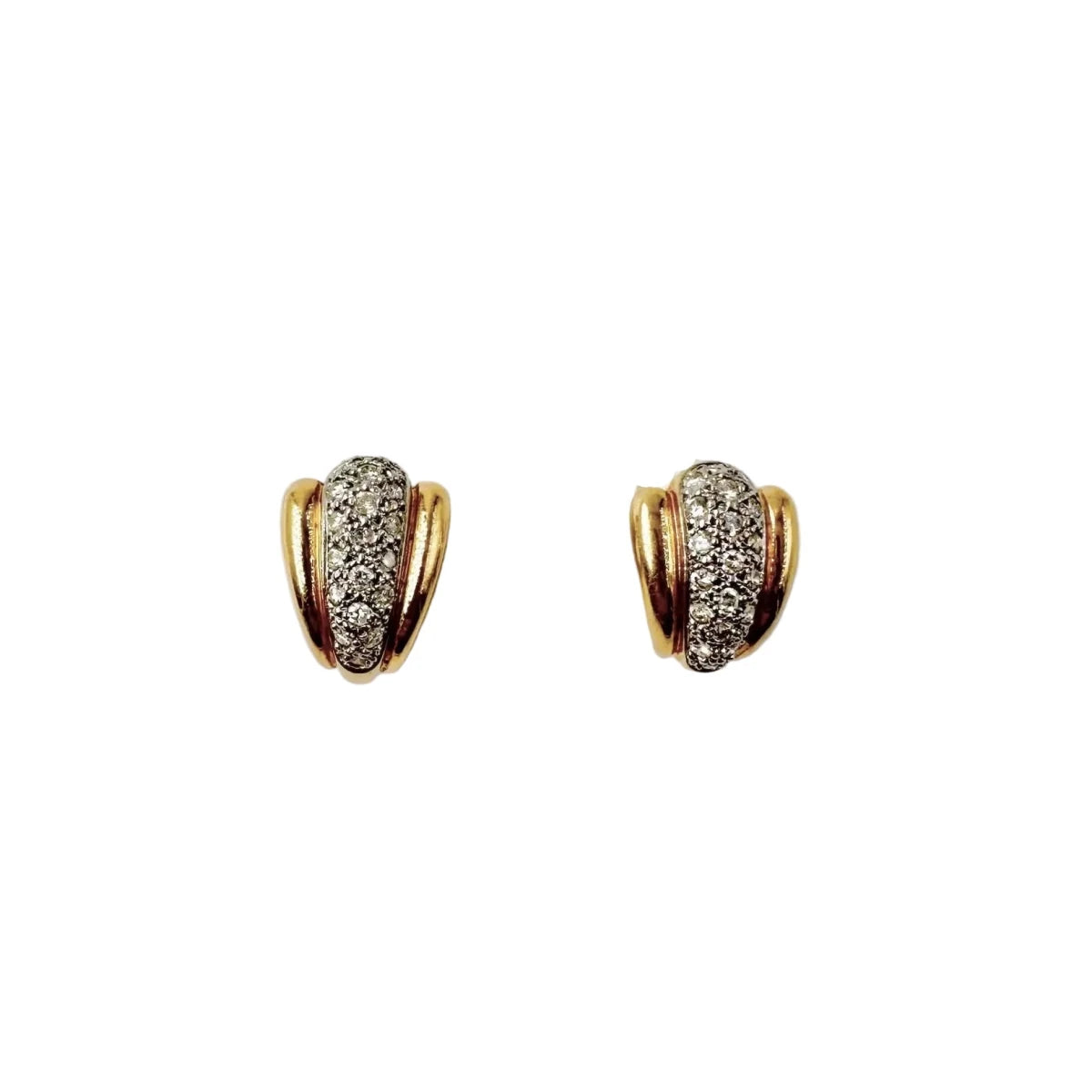Boucles d'oreilles en or blanc, or jaune et diamants - Castafiore