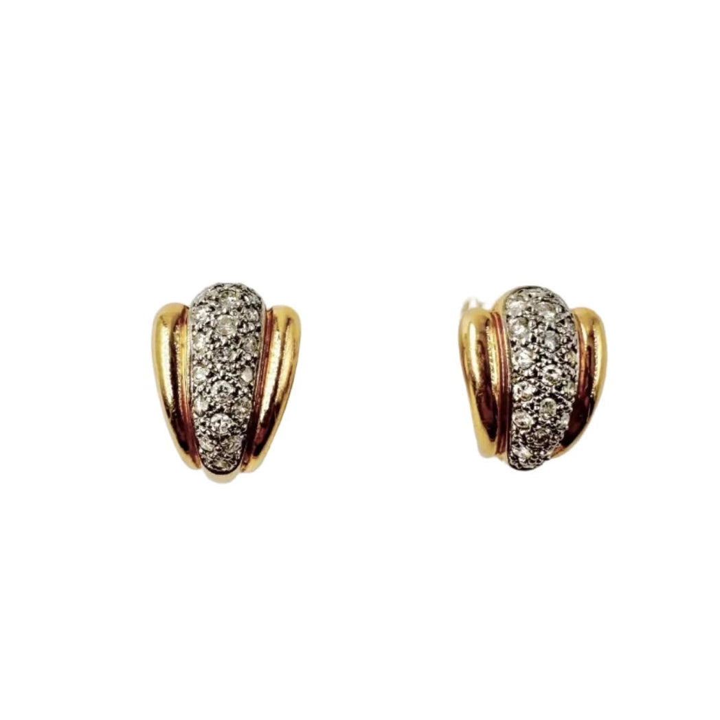 Boucles d'oreilles en or blanc, or jaune et diamants - Castafiore
