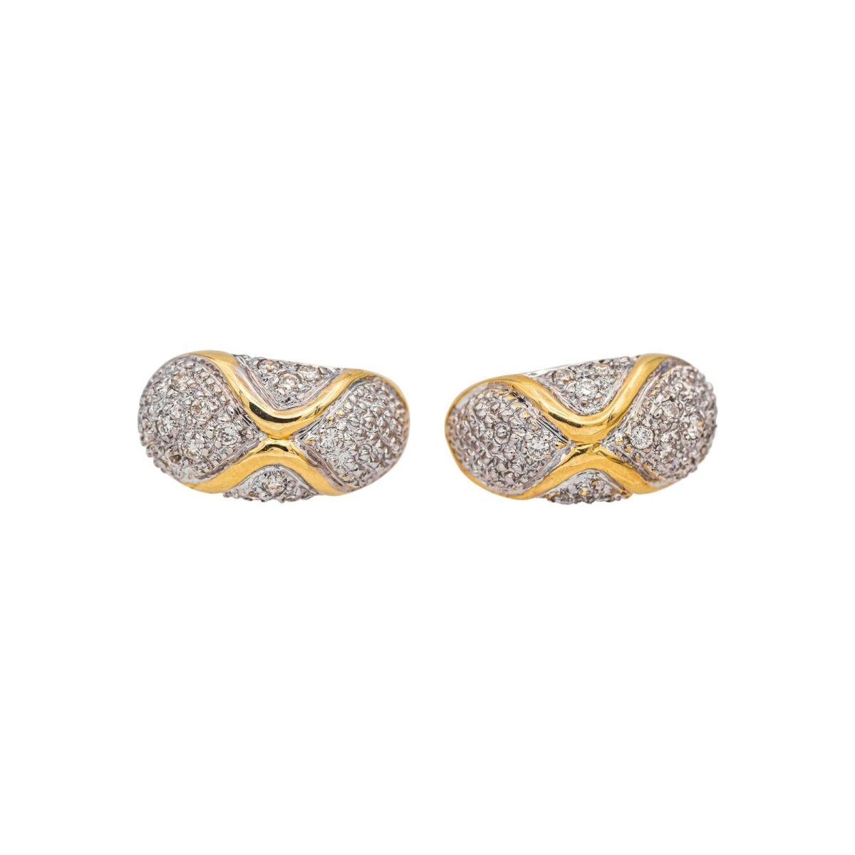 Boucles d'oreilles en or blanc, or jaune et diamants - Castafiore