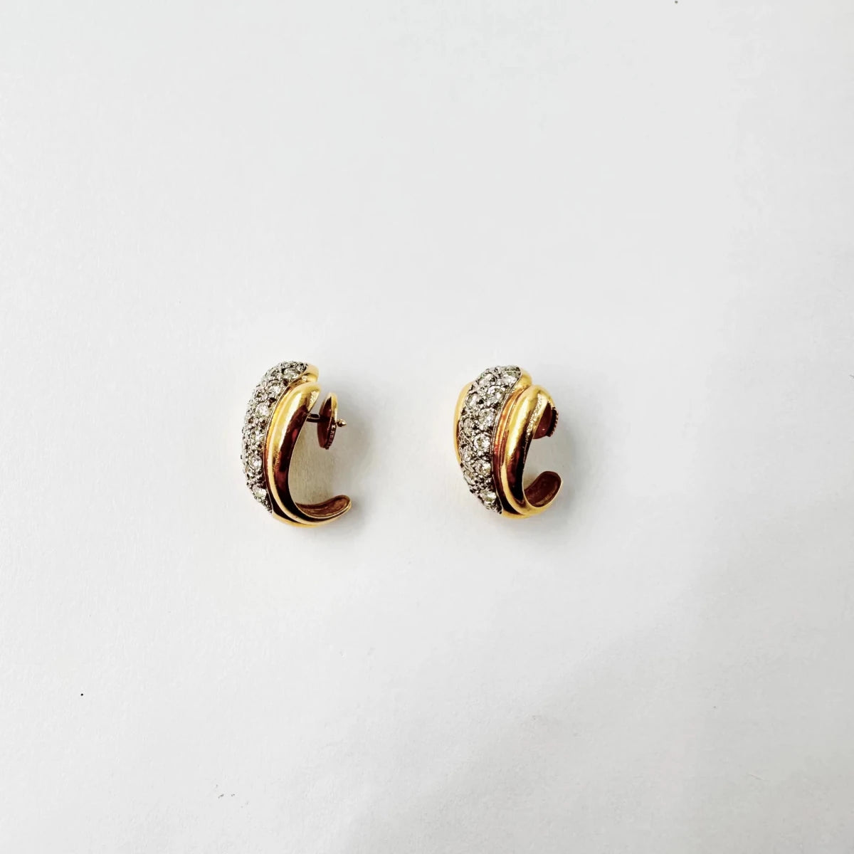 Boucles d'oreilles en or blanc, or jaune et diamants - Castafiore