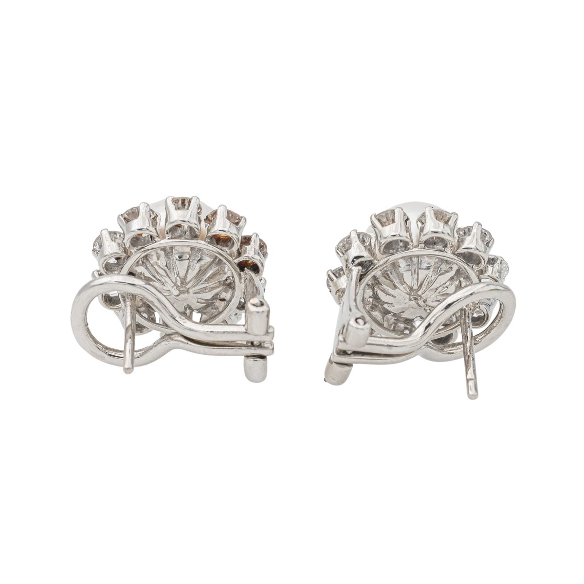 Boucles d'oreilles en or blanc, perle et diamants - Castafiore