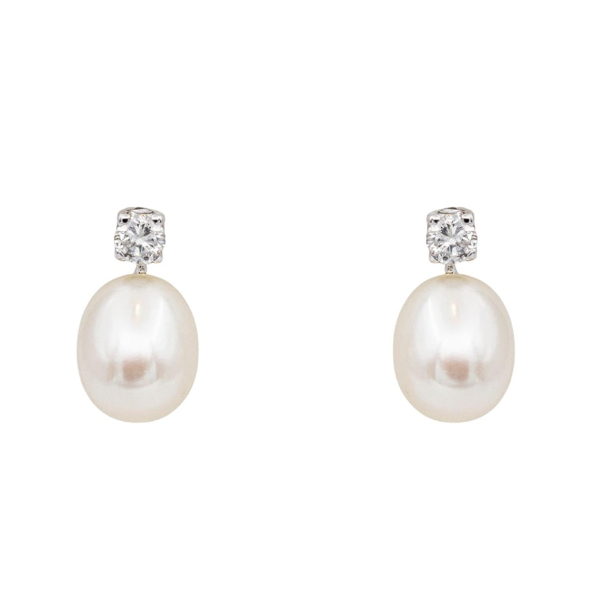 Boucles d'oreilles en or blanc, perles et diamants - Castafiore