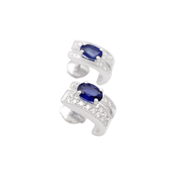 Boucles d'oreilles en or blanc, saphir et diamants - Castafiore