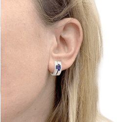 Boucles d'oreilles en or blanc, saphir et diamants - Castafiore
