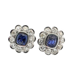 Boucles d'oreilles en or blanc, saphirs et diamants - Castafiore