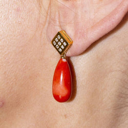 Boucles d'oreilles en or, corail et diamants - Castafiore