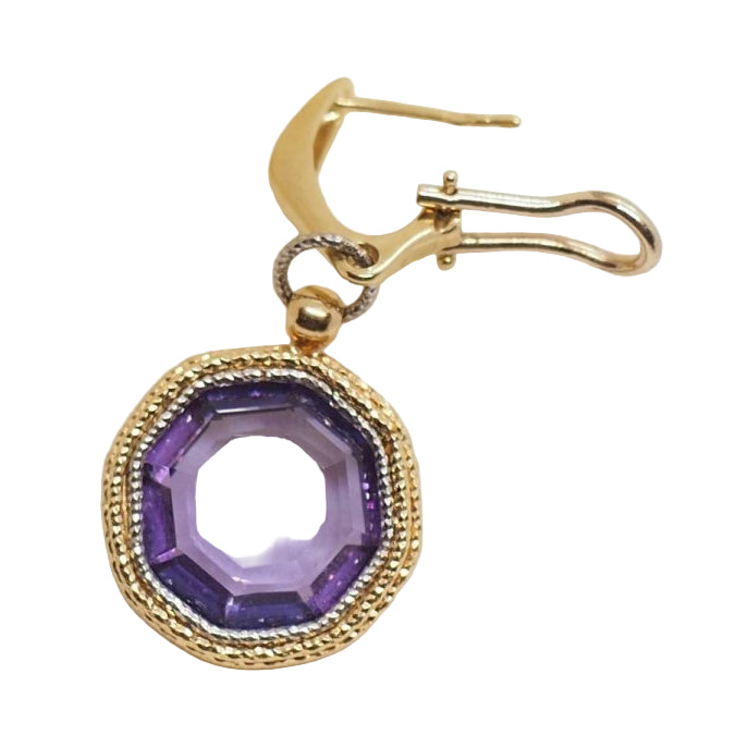 Boucles d'oreilles en or deux tons et améthystes - Castafiore