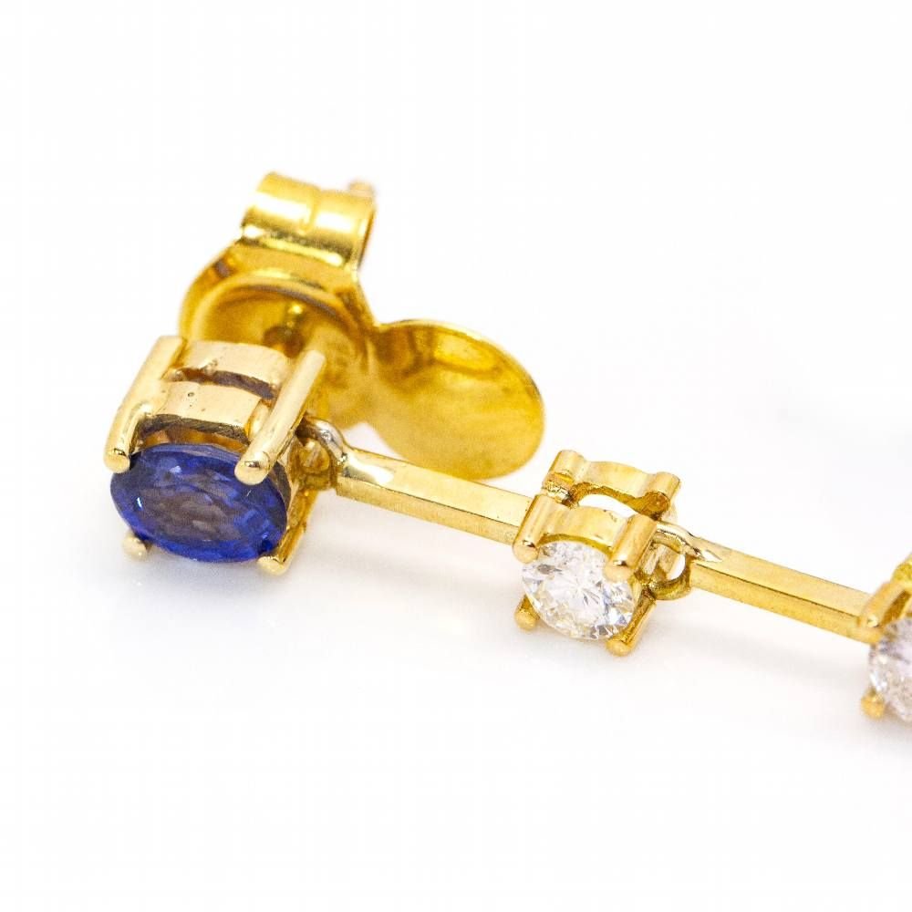 Boucles d'oreilles en or et saphir de Ceylan - Castafiore