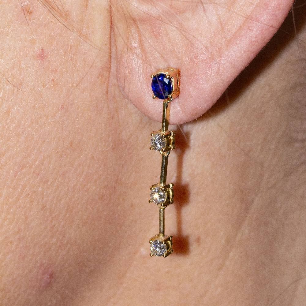 Boucles d'oreilles en or et saphir de Ceylan - Castafiore