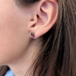 Boucles d'oreilles en or jaune 18 carats et améthystes - Castafiore