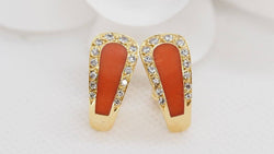 Boucles d'oreilles en or jaune corail et diamants - Castafiore