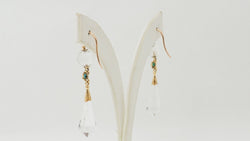 Boucles d'oreilles en or jaune, cristal de roche et turquoise - Castafiore